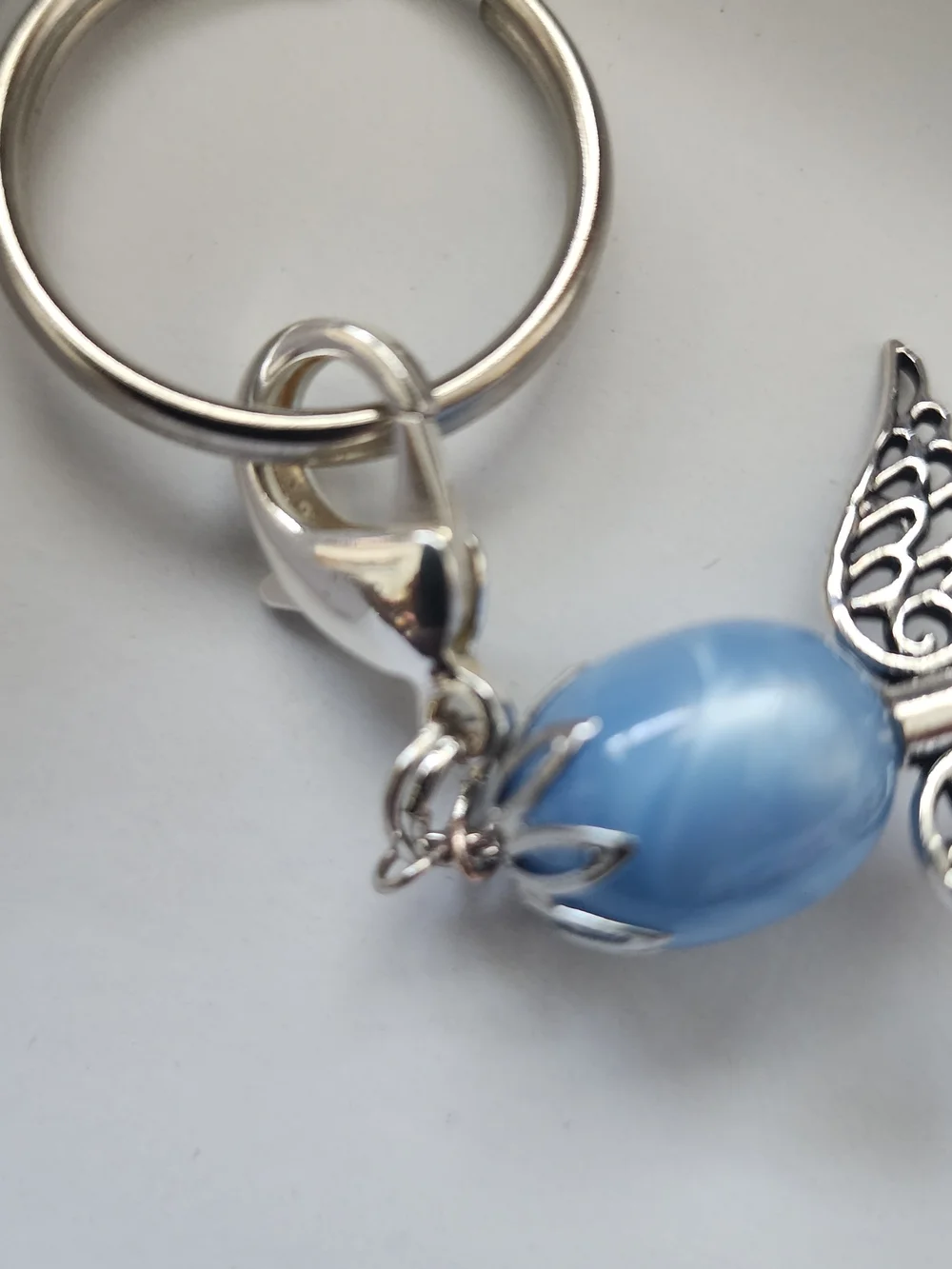 Light Blue Angel Bead Keychain Charm - Women Or Men Accessories